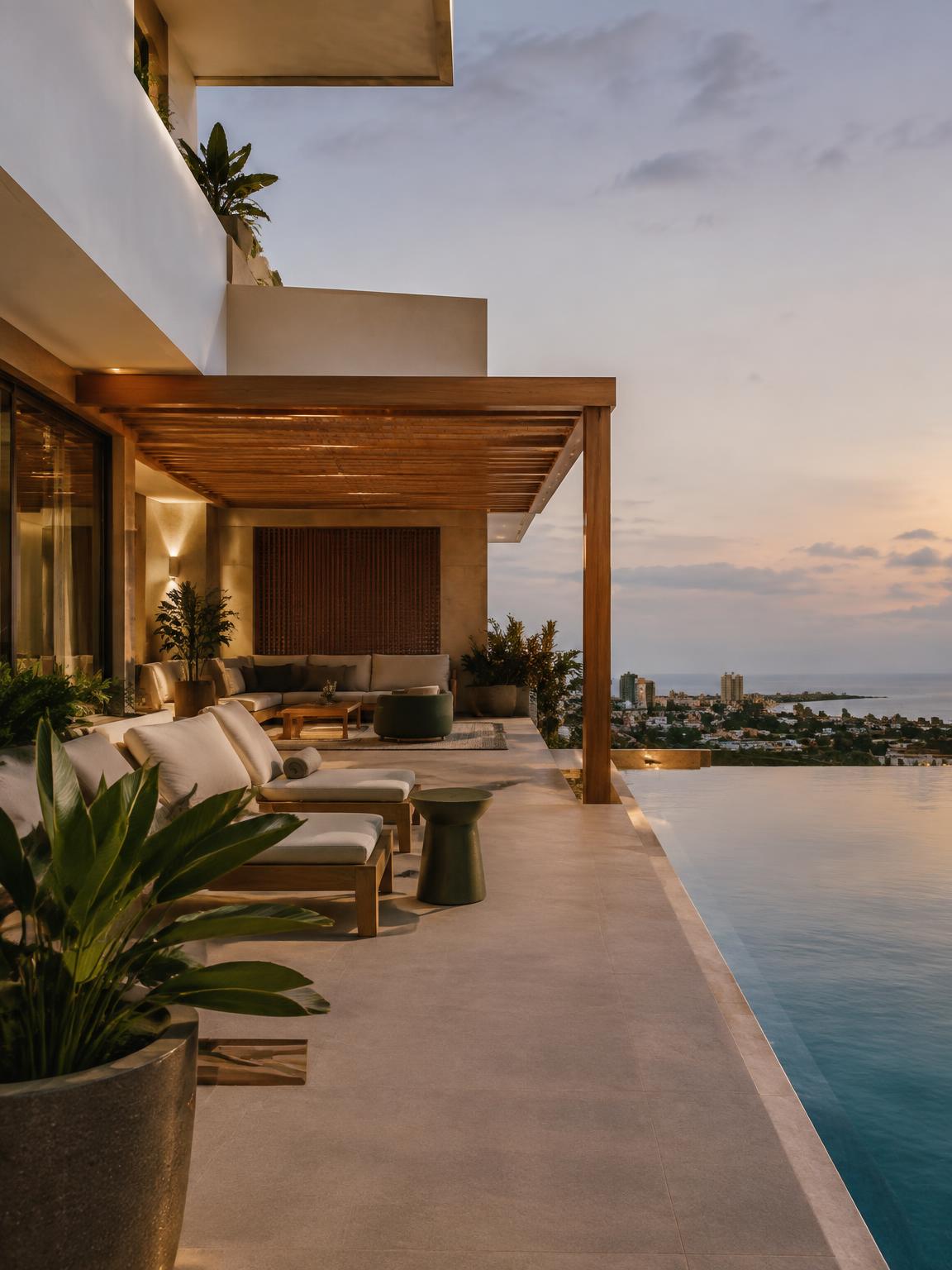 Villa contemporaine à Dakar au coucher du soleil